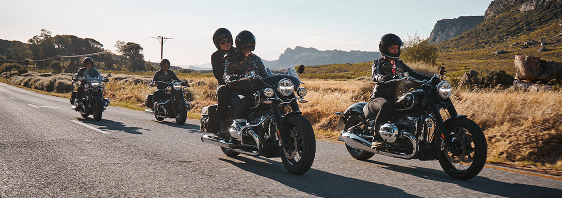 A group of BMW Motorcycle riders on their way to outdoor sculpture parks in Northern California.