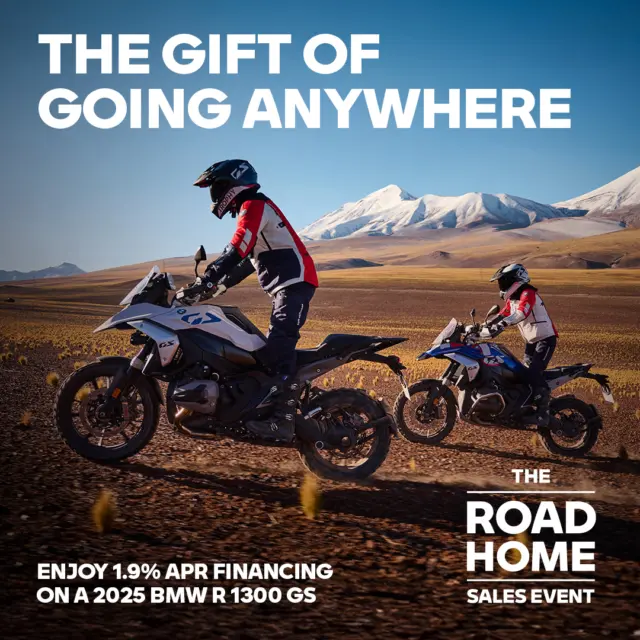 You’re invited to your local NorCal BMW Motorrad dealer to come demo ride this holiday season. Lead the way on the R 1300 GS. With EVO Telelever and EVO Paralever suspension, the R 1300 GS delivers remarkable stability and precision both on- and off-road. A lightweight frame and advanced chassis design create a ride that feels balanced, responsive, and ready for your next adventure across a variety of terrains. For a limited time, enjoy 1.9% APR financing on the 2025 R 1300 GS during The Road Home Sales Event. Come demo ride and Make Life a Ride today. #SpiritOfGS #MakeLifeARide #BMWMotorradUSA #TheRoadHomeSalesEvent
#NorCalBMWMotorcycles