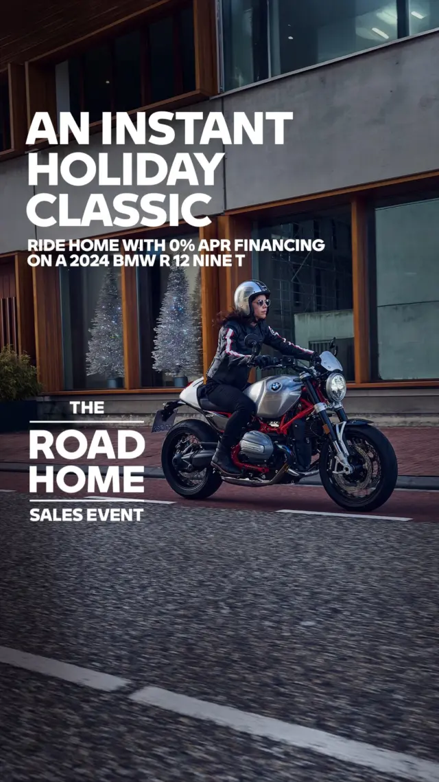 You’re invited to your local NorCal BMW Motorrad dealer to demo ride this holiday season. Command attention on the R 12 nineT. With Keyless Ride for effortless starts, Intelligent Emergency Call for added peace of mind, and available Shift Assist Pro for seamless clutchless shifting, this roadster blends expressive design with modern capability. For a limited time, enjoy 0% APR financing on the 2024 R 12 nineT during The Road Home Sales Event. Come demo ride and Make Life a Ride today. #SoulFuel #MakeLifeARide #BMWMotorradUSA #TheRoadHomeSalesEvent
#NorCalBMWMotorcycles