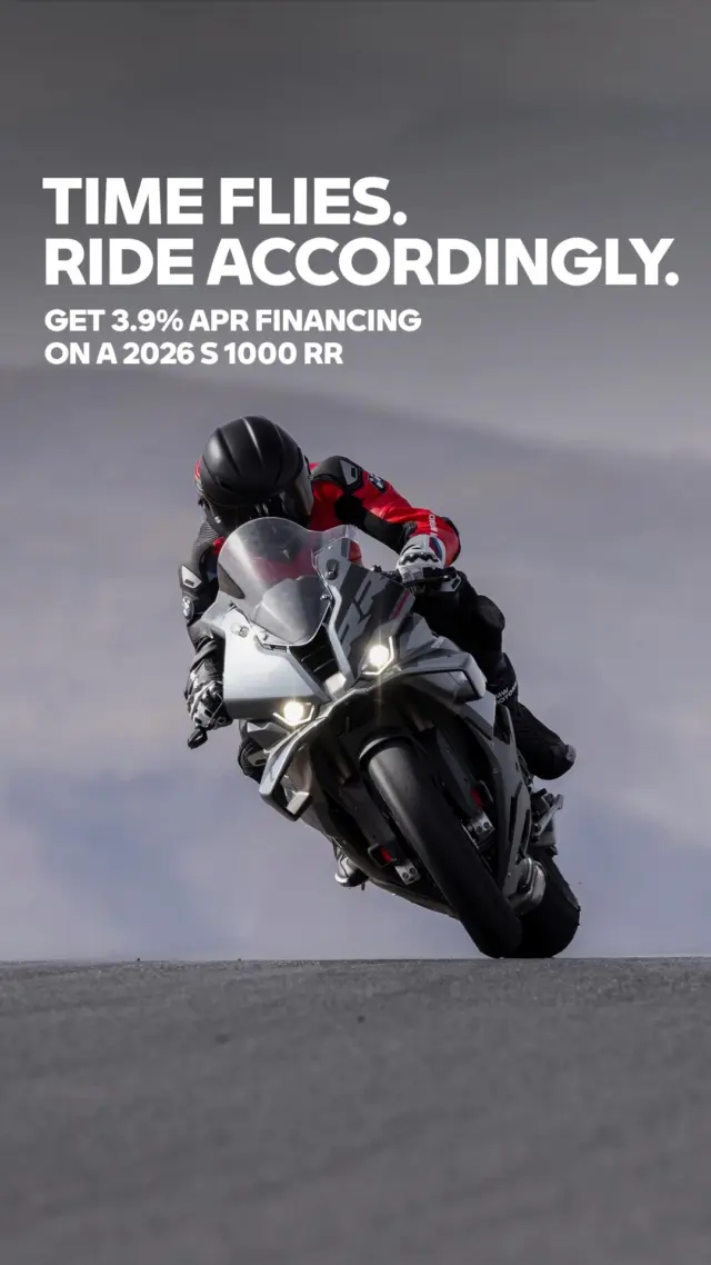 Ride with intent on the 2026 S 1000 RR. Built for riders who demand precision, this superbike delivers race-inspired aerodynamics, integrated winglets and a new quick action throttle that reacts with race-ready urgency. With M Brake Ducts and Pro riding modes now standard, it’s engineered to sharpen your instincts and reward every move.

For a limited time, take advantage of special 3.9% APR financing on the superbike of superlatives - the 2026 S 1000 RR. Find yours today. Click for offer details. #S1000RR #MakeLifeARide #BMWMotorrad #NorCalBMWMotorcycles