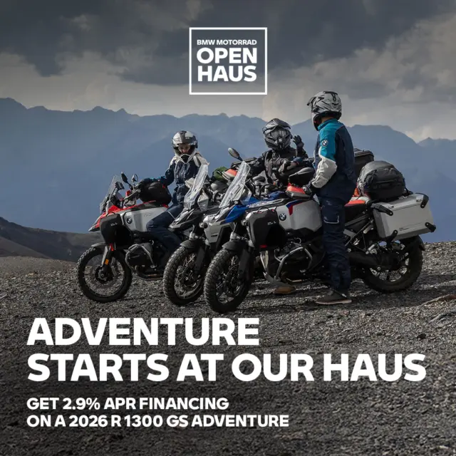 Adventure starts at our BMW Motorrad Open Haus Sales Event happening now. 

Get up close with the latest BMW Motorrad models, connect with the riding community, take a demo ride, and enjoy special offers, including 2.9% APR financing on the 2026 R 1300 GS Adventure. 

The iconic R 1300 GS Adventure is built to go further. With an extended range fuel tank and Dynamic Suspension Adjustment, you'll ride longer, and further, on and off-road.

Come for the rides. Stay for the vibes. 
Our Haus is Your Haus. See you there! Click for offer details. #R1300GSAdventure #MakeLifeARide #BMWMotorrad #NorCalBMWMotorcycles