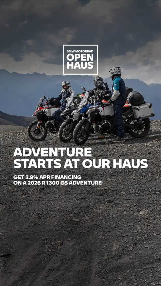 Our Open Haus Sales Event is your chance to get up close with BMW models like the R 1300 GS Adventure. With an extended range fuel tank and Dynamic Suspension Adjustment, you'll ride longer, and further, on and off-road.

Plus, enjoy special offers, including 2.9% APR financing on the 2026 R 1300 GS Adventure. 

Come for the rides. Stay for the vibes. 

Our Haus is Your Haus. See you there! Click for offer details. #R1300GSAdventure #MakeLifeARide #BMWMotorrad #NorCalBMWMotorcycles
