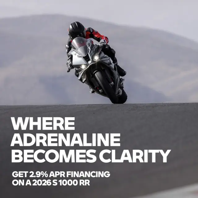 Where adrenaline becomes clarity. Get 2.9% APR financing on the 2026 S 1000 RR for a limited time. View offer details. #S1000RR #MakeLifeARide #BMWMotorrad
#NorCalBMWMotorcycles