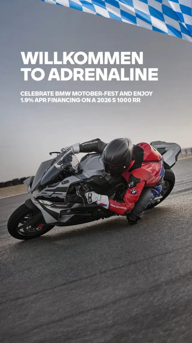 You’re invited to celebrate BMW Motober-Fest this fall.  The 2026 S 1000 RR is ready with 205 hp, M Brake Ducts for more consistent braking and a quick action throttle that reduces throttle travel by 12 degrees. 

Swing by to get a closer look at the superbike engineered to challenge your limits and connect with fellow riders. While you’re here, take advantage of an exclusive offer of 1.9% APR financing on the 2026 S 1000 RR. 

Visit us during BMW Motober-Fest and celebrate. 

View offer details. #MakeLifeARide #BMWMotorrad #BMWMotoberFest #NorCalBMWMotorcycles